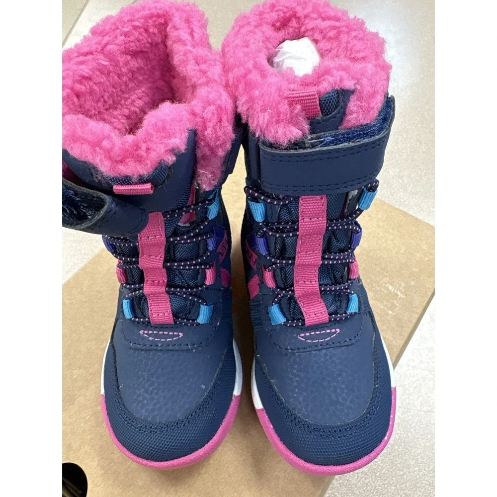 New Merrell Snow Crush 2.0 Waterproof Boots Color Navy/pink Size 6M Infants